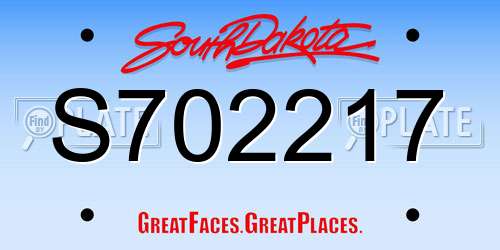S702217 South Dakota License Plate