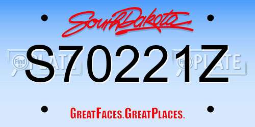 S70221Z South Dakota License Plate