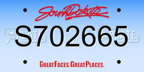 S702665 South Dakota License Plate