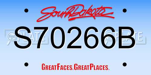 S70266B South Dakota License Plate