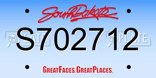 S702712 South Dakota License Plate
