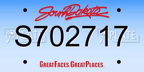 S702717 South Dakota License Plate