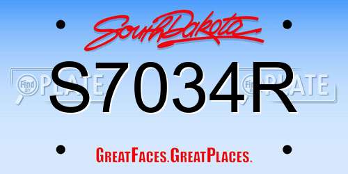 S7034R South Dakota License Plate