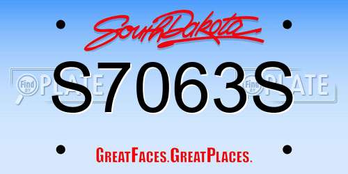 S7063S South Dakota License Plate