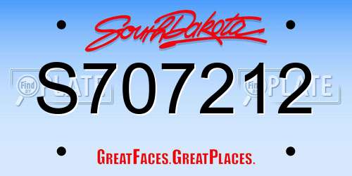 S707212 South Dakota License Plate