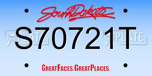 S70721T South Dakota License Plate