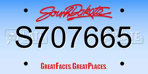 S707665 South Dakota License Plate