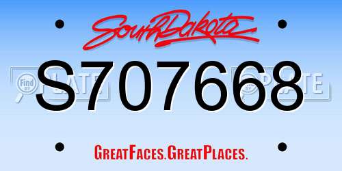 S707668 South Dakota License Plate