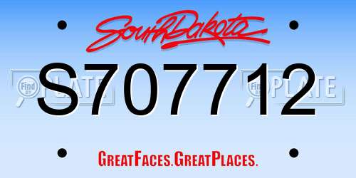 S707712 South Dakota License Plate