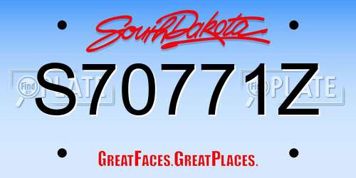 S70771Z South Dakota License Plate