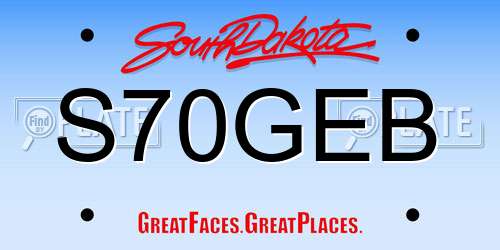 S70GEB South Dakota License Plate