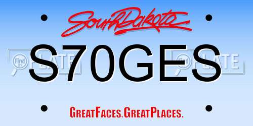 S70GES South Dakota License Plate