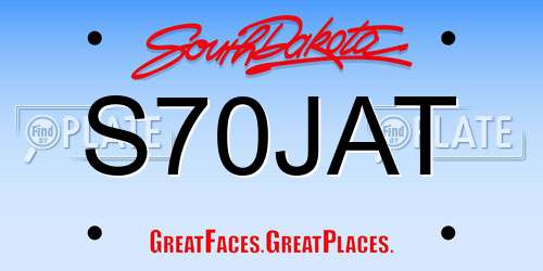S70JAT South Dakota License Plate