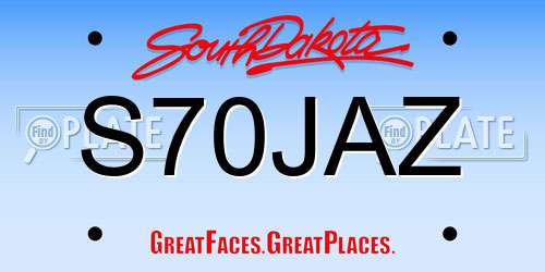 S70JAZ South Dakota License Plate