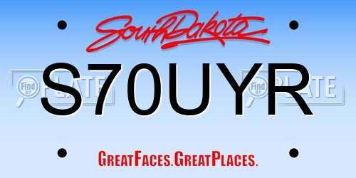 S70UYR South Dakota License Plate