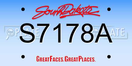 S7178A South Dakota License Plate