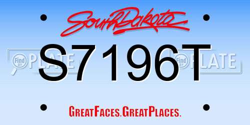 S7196T South Dakota License Plate