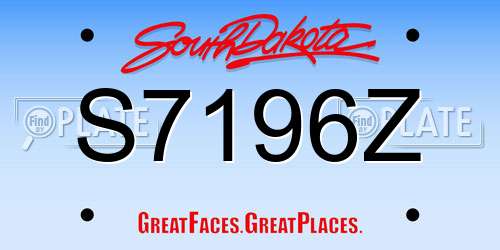 S7196Z South Dakota License Plate