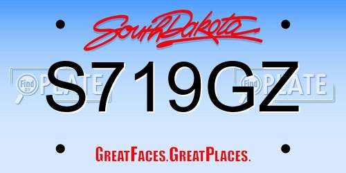 S719GZ South Dakota License Plate