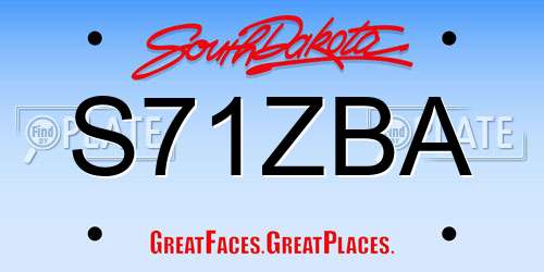 S71ZBA South Dakota License Plate