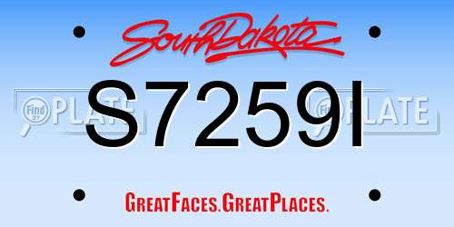 S7259I South Dakota License Plate