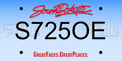 S725OE South Dakota License Plate