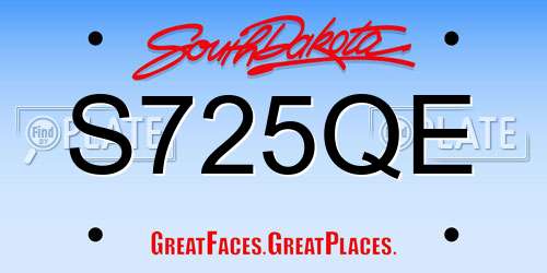 S725QE South Dakota License Plate