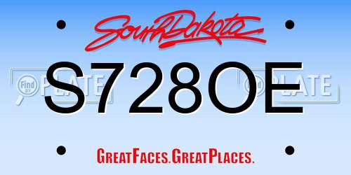 S728OE South Dakota License Plate