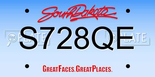 S728QE South Dakota License Plate
