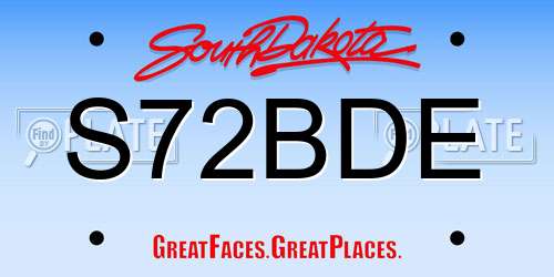 S72BDE South Dakota License Plate