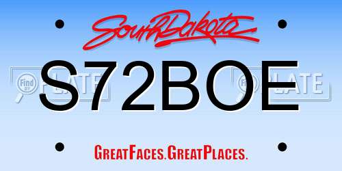 S72BOE South Dakota License Plate