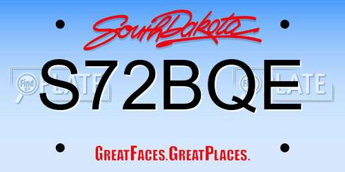 S72BQE South Dakota License Plate