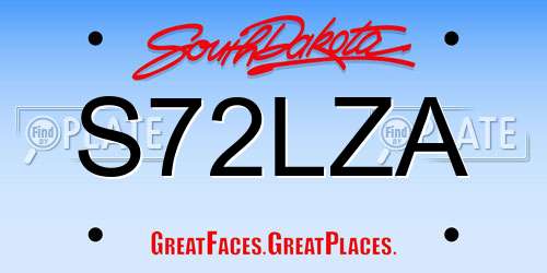 S72LZA South Dakota License Plate
