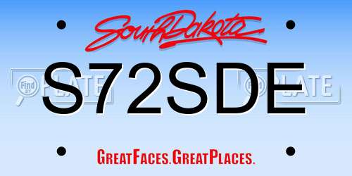 S72SDE South Dakota License Plate