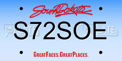 S72SOE South Dakota License Plate