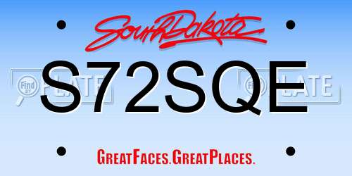S72SQE South Dakota License Plate