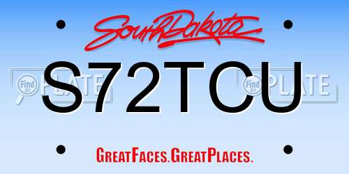S72TCU South Dakota License Plate