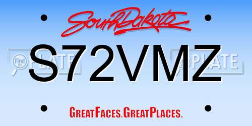 S72VMZ South Dakota License Plate