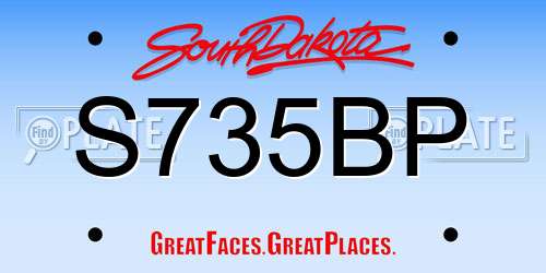 S735BP South Dakota License Plate