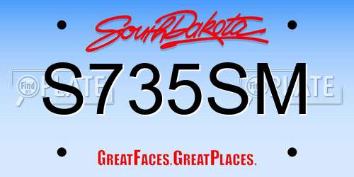 S735SM South Dakota License Plate