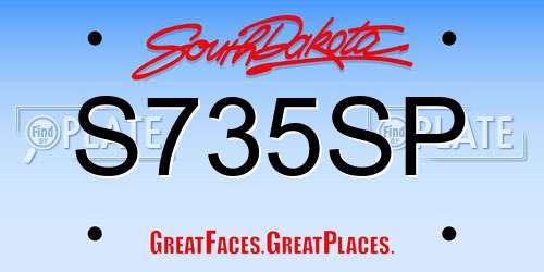 S735SP South Dakota License Plate