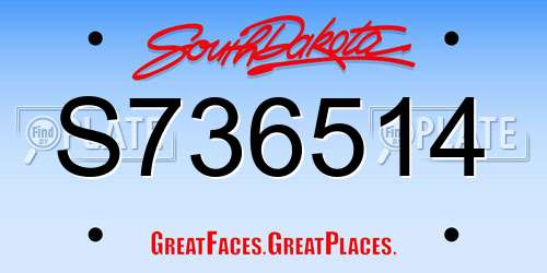 S736514 South Dakota License Plate