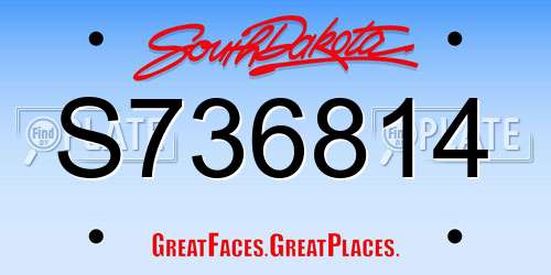 S736814 South Dakota License Plate