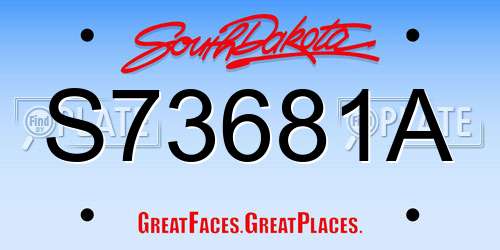 S73681A South Dakota License Plate