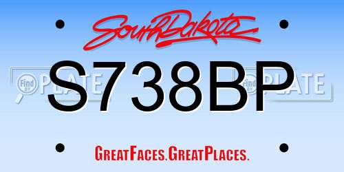 S738BP South Dakota License Plate