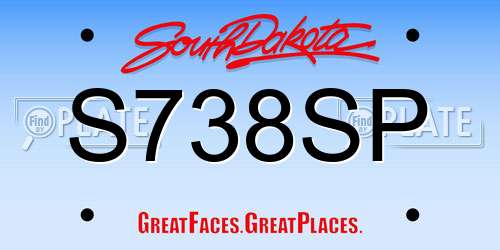 S738SP South Dakota License Plate