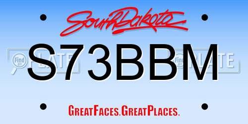 S73BBM South Dakota License Plate