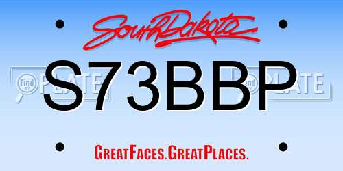 S73BBP South Dakota License Plate