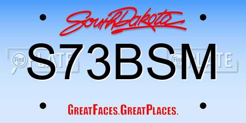 S73BSM South Dakota License Plate