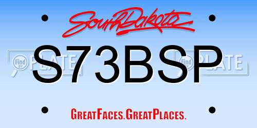 S73BSP South Dakota License Plate